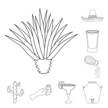 Isolated object of Mexico and tequila icon. Set of Mexico and fiesta vector icon Stock Illustration