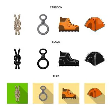 Isolated object of mountaineering and peak logo. Collection of mountaineering Stock Illustration