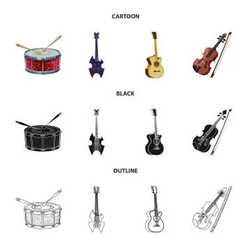 Isolated object of music and tune logo. Collection of music and tool stock Illustrazione stock