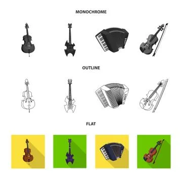 Isolated object of music and tune icon. Collection of music and tool stock Illustrazione stock