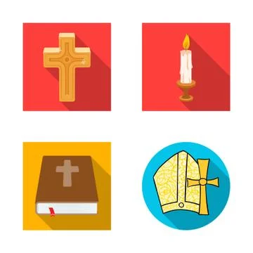 Isolated object of muslim and items symbol. Set of muslim and candle stock Stock Illustration