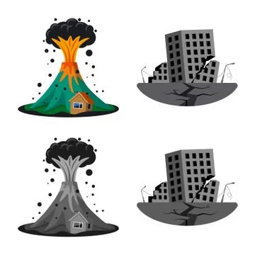 Isolated object of natural and disaster logo. Set of natural and risk vector Stock Illustration