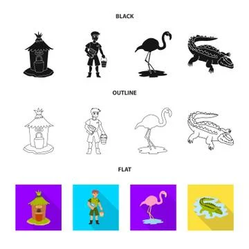 Isolated object of nature and fun symbol. Collection of nature and entertainment Illustrazione stock