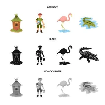 Isolated object of nature and fun symbol. Set of nature and entertainment vector Illustrazione stock