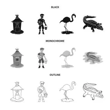 Isolated object of nature and fun sign. Set of nature and entertainment vector Stock Illustration