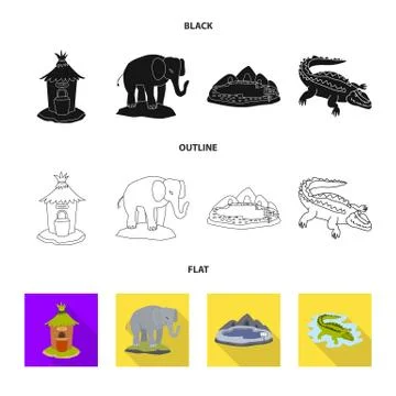 Isolated object of nature and fun sign. Collection of nature and entertainment Stock Illustration