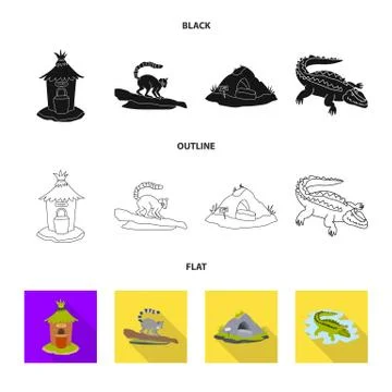 Isolated object of nature and fun icon. Set of nature and entertainment stock Illustrazione stock
