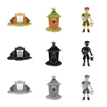 Isolated object of nature and fun logo. Collection of nature and entertainment Illustrazione stock