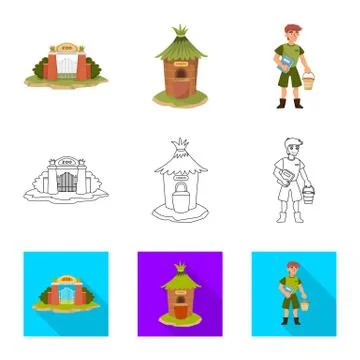 Isolated object of nature and fun icon. Set of nature and entertainment stock Illustrazione stock