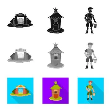 Isolated object of nature and fun sign. Collection of nature and entertainment Stock Illustration