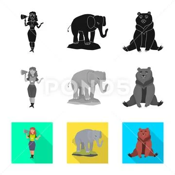 Isolated object of nature and fun sign. Collection of nature and entertainment Stock Illustration