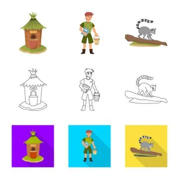 Isolated object of nature and fun sign. Collection of nature and entertainment Stock Illustration
