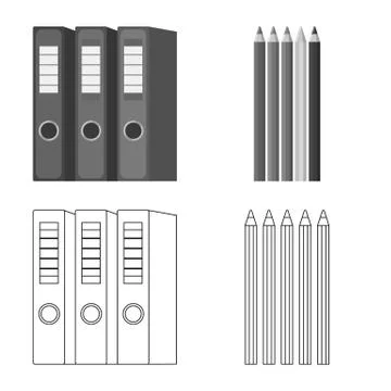 Isolated object of office and supply icon. Set of office and school stock vector Stock Illustration