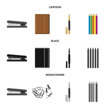 Isolated object of office and supply symbol. Set of office and school stock Stock Illustration