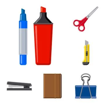 Isolated object of office and supply logo. Set of office and school stock symbol Stock Illustration