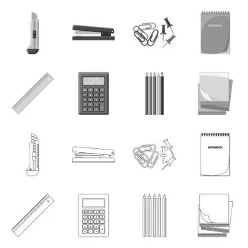 Isolated object of office and supply sign. Collection of office and school stock Stock Illustration