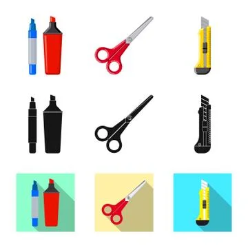 Isolated object of office and supply symbol. Set of office and school vector Stock Illustration