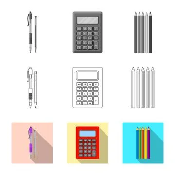 Isolated object of office and supply symbol. Set of office and school stock Stock Illustration