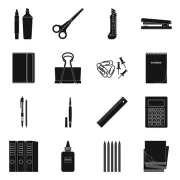 Isolated object of office and supply logo. Set of office and school vector icon Stock Illustration