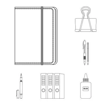 Isolated object of office and supply sign. Collection of office and school stock Stock Illustration