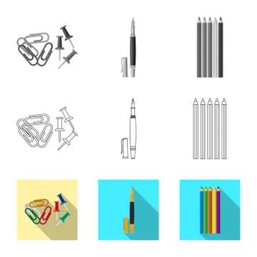 Isolated object of office and supply icon. Set of office and school stock vector Stock Illustration