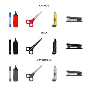 Isolated object of office and supply sign. Set of office and school stock symbol Stock Illustration