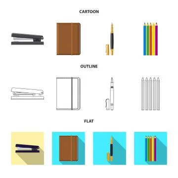 Isolated object of office and supply icon. Set of office and school vector icon Stock Illustration