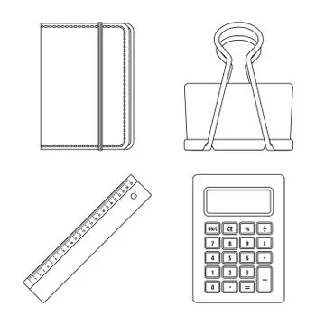 Isolated object of office and supply logo. Collection of office and school stock Stock Illustration