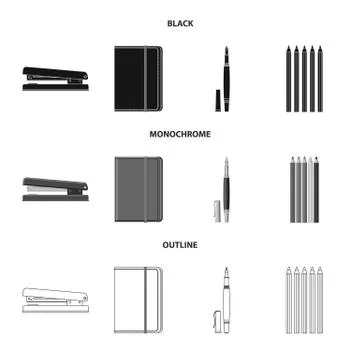 Isolated object of office and supply symbol. Collection of office and school Stock Illustration