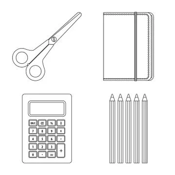 Isolated object of office and supply logo. Collection of office and school stock Stock Illustration