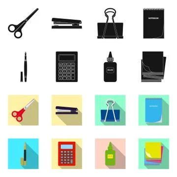 Isolated object of office and supply icon. Collection of office and school stock Ilustración de archivo