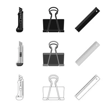 Isolated object of office and supply sign. Set of office and school vector icon Stock Illustration