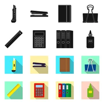 Isolated object of office and supply sign. Set of office and school stock symbol Stock Illustration