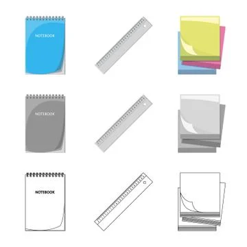 Isolated object of office and supply sign. Set of office and school vector icon Stock Illustration