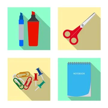 Isolated object of office and supply logo. Set of office and school stock symbol Illustration