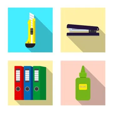 Isolated object of office and supply icon. Collection of office and school stock Stock Illustration