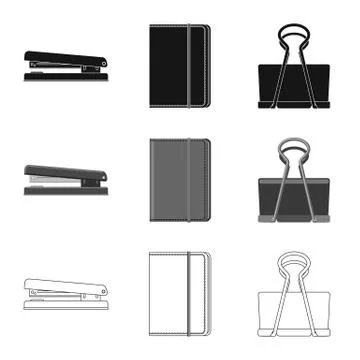 Isolated object of office and supply sign. Set of office and school stock vector Stock Illustration