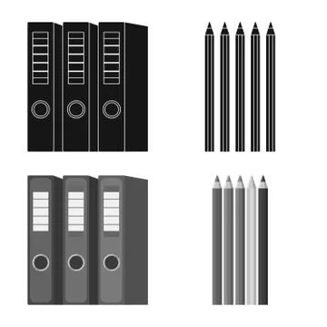 Isolated object of office and supply sign. Set of office and school stock vector Stock Illustration