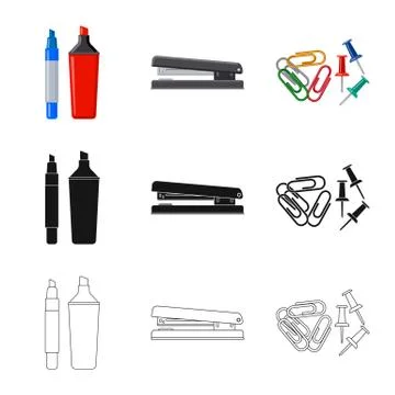 Isolated object of office and supply logo. Set of office and school stock symbol Stock Illustration