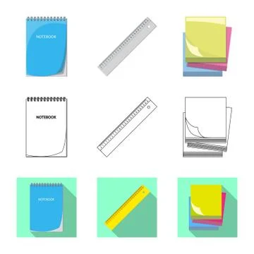 Isolated object of office and supply sign. Collection of office and school Stock Illustration