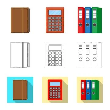 Isolated object of office and supply sign. Set of office and school stock vector Stock Illustration