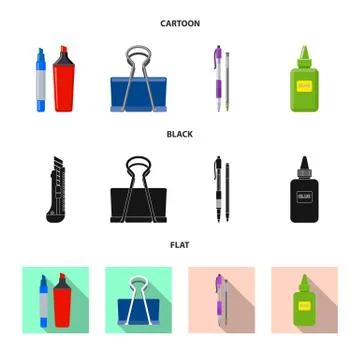 Isolated object of office and supply logo. Set of office and school vector icon Stock Illustration