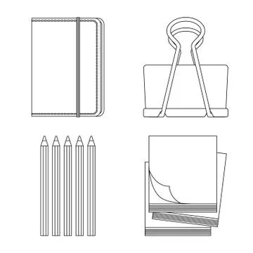 Isolated object of office and supply sign. Set of office and school stock vector Stock Illustration