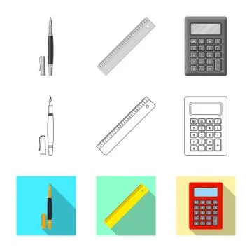 Isolated object of office and supply symbol. Set of office and school stock Stock Illustration