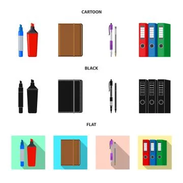 Isolated object of office and supply sign. Set of office and school stock symbol Stock Illustration