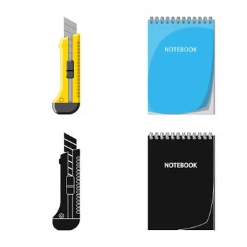 Isolated object of office and supply icon. Collection of office and school stock Stock Illustration