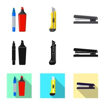 Isolated object of office and supply symbol. Collection of office and school Stock Illustration