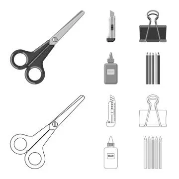Isolated object of office and supply icon. Set of office and school stock symbol Stock Illustration
