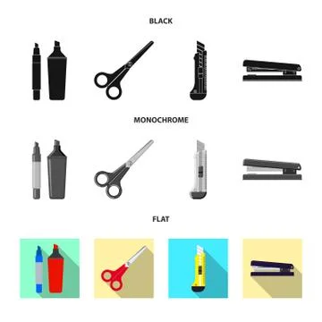 Isolated object of office and supply symbol. Collection of office and school Stock Illustration