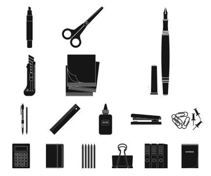 Isolated object of office and supply logo. Collection of office and school stock Stock Illustration